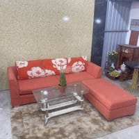 Thanh Lý Bộ Sofa Góc L Vải Nỉ Đỏ Hồng Mới 90% - Sofa