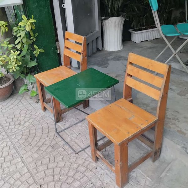 2 bộ bàn ghế cafe gỗ - Bàn 0