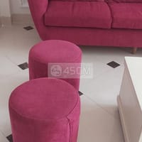 Bán bộ sofa màu tím hồng bọc nỉ đã qua sử dụng - Sofa