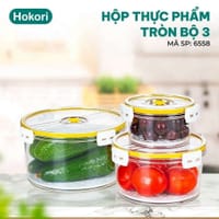 Hộp thực phẩm TRÒN bộ 3 món Hokori Việt Nhật - Hộp đựng