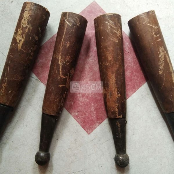 4 chân gỗ xưa móng đồng - Đồ sưu tầm 0
