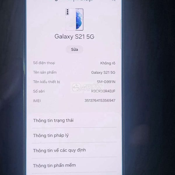 S21 5G trắng 256G bản Hàn đẹp 99% zin nguyên áp - Galaxy S Series 4