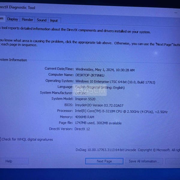 Laptop Dell Inspiron 5520 (Core i5 3210M, RAM 4GB) - Inspiron 1