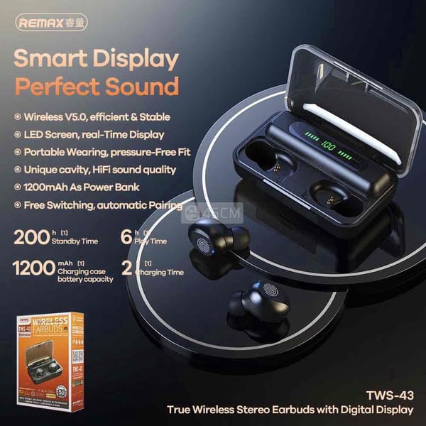 Tai nghe True Wireless Remax TWS-43 - Thiết bị đeo thông minh Khác 0