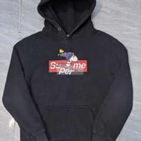 Áo hoodie basic Supreme Usa đen form M - Thời trang