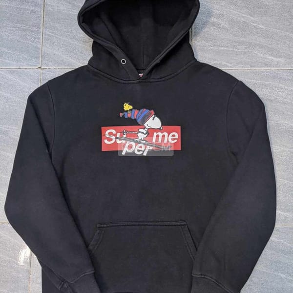 Áo hoodie basic Supreme Usa đen form M - Thời trang 0