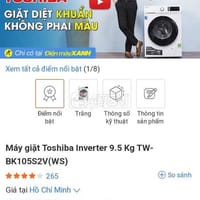 Máy giặt Toshiba Inverter 9.5 Kg TW-BK105S2V(WS) - Máy giặt