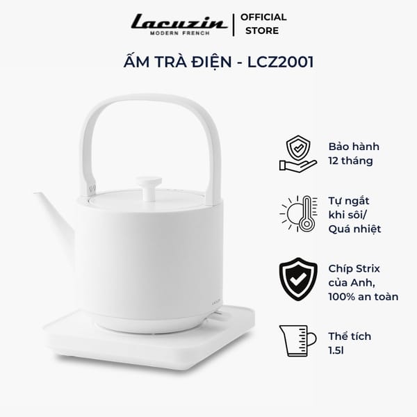Ấm điện pha trà giữ nhiệt đa năng cao cấp Lacuzin - LCZ2001 - Ấm siêu tốc 0