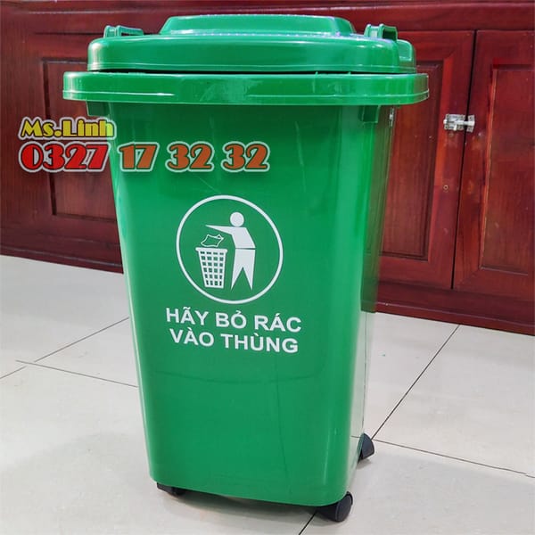 Thùng rác nhựa 30 lít HDPE MInh Khang 4 bánh - Văn phòng phẩm khác 0