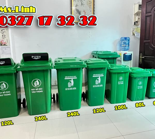 Thùng rác nhựa 30 lít HDPE MInh Khang 4 bánh - Văn phòng phẩm khác 1