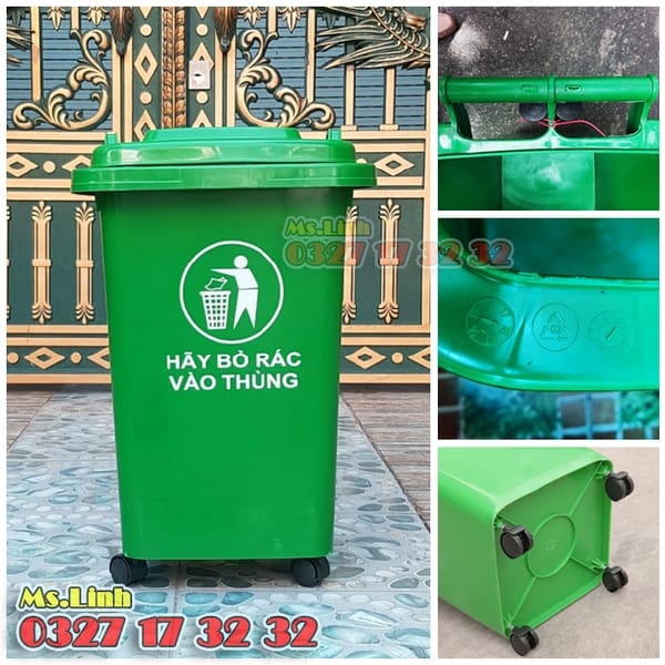 Thùng rác nhựa 60L HDPE Minh Khang nhựa chất lượng - Văn phòng phẩm khác 1