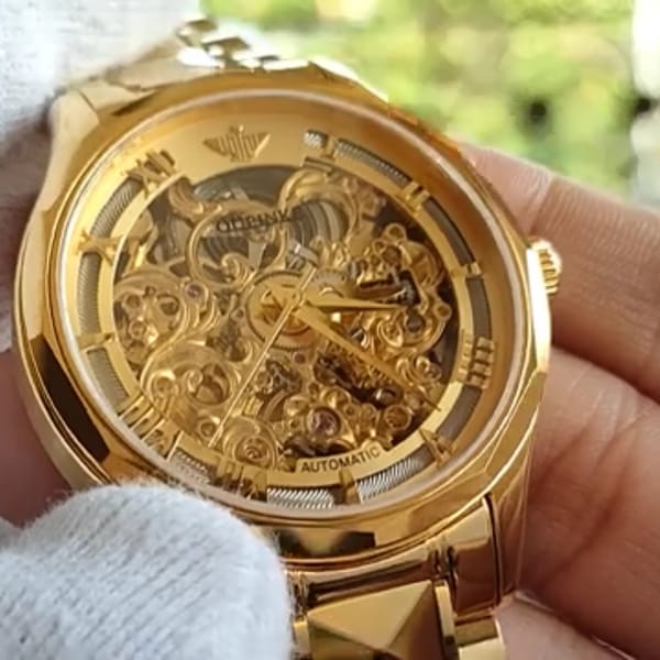 Đồng hồ oupinke 3168 Gold mới -  0
