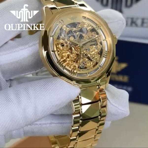 Đồng hồ oupinke 3168 Gold mới -  2