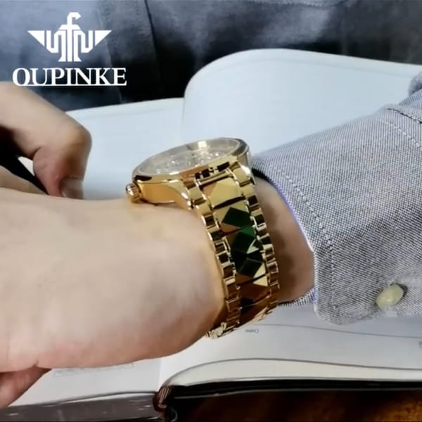 Đồng hồ oupinke 3168 Gold mới -  4