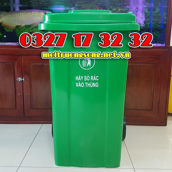 Thùng rác nhựa 100 lít HDPE 2 bánh xe Minh Khang - Văn phòng phẩm khác 0