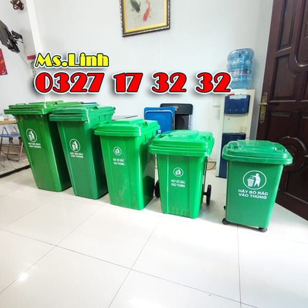 Thùng rác nhựa 100 lít HDPE 2 bánh xe Minh Khang - Văn phòng phẩm khác 1