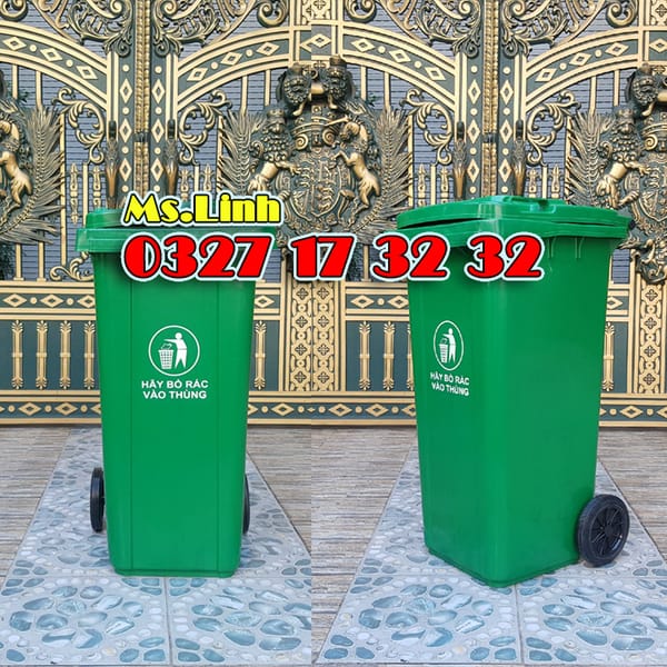 Thùng rác 120 lít nhựa HDPE 2 bánh Minh Khang - Văn phòng phẩm khác 1